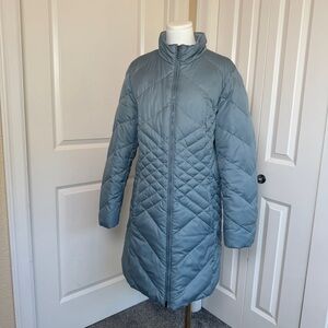 Eddie Bauer Long Down Full-Zip Parka Puffer Jacket Gray/blue Size XL